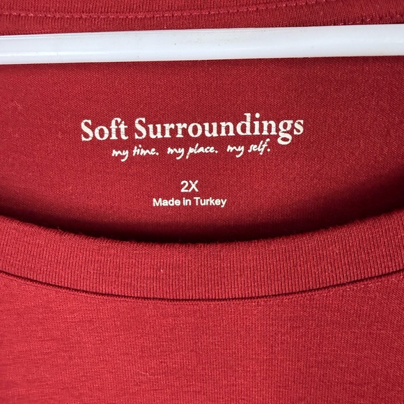 Soft‎ Surroundings Tunic Blouse Red Burgundy 2X Faux Layered Oversized Excellent - Picture 2 of 10
